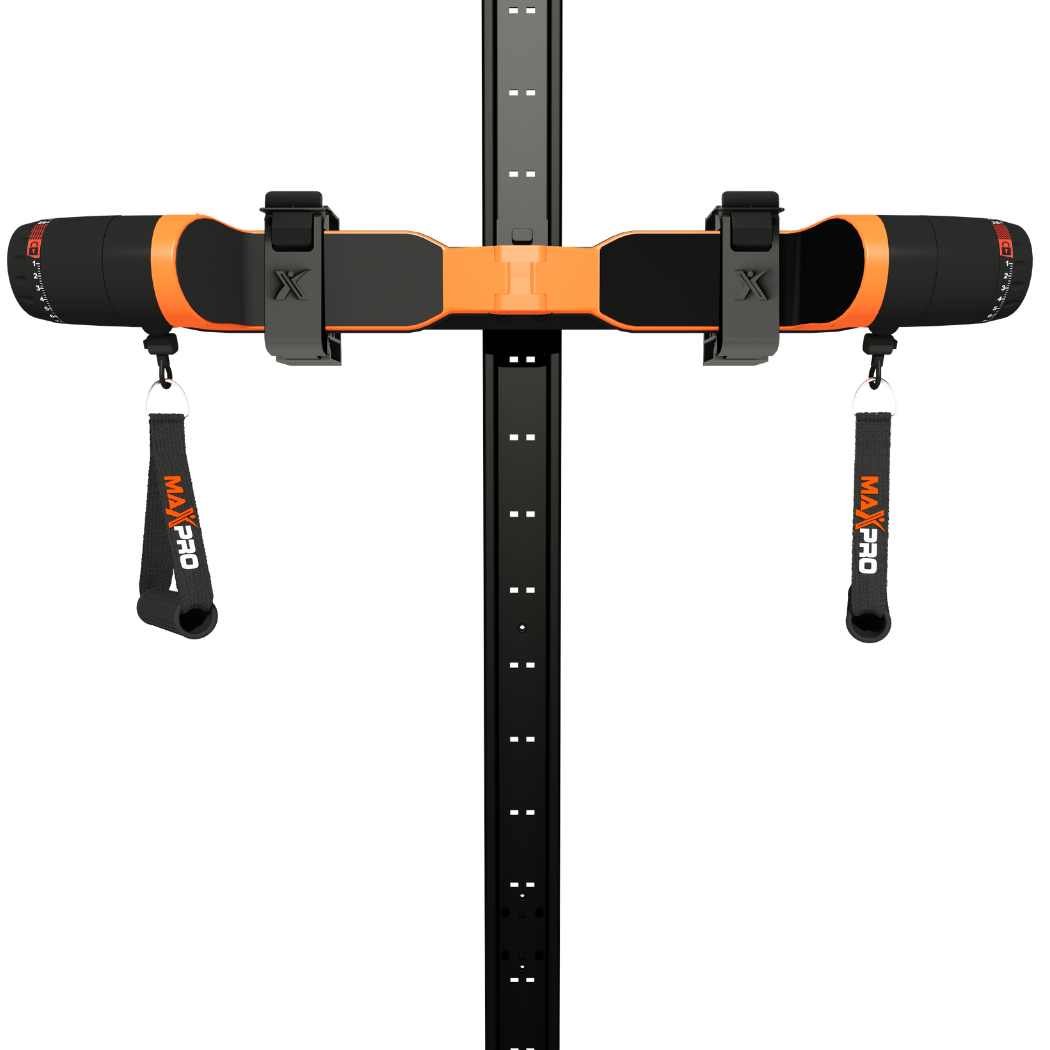 Orange MAXPRO in slim line wall track on a white background