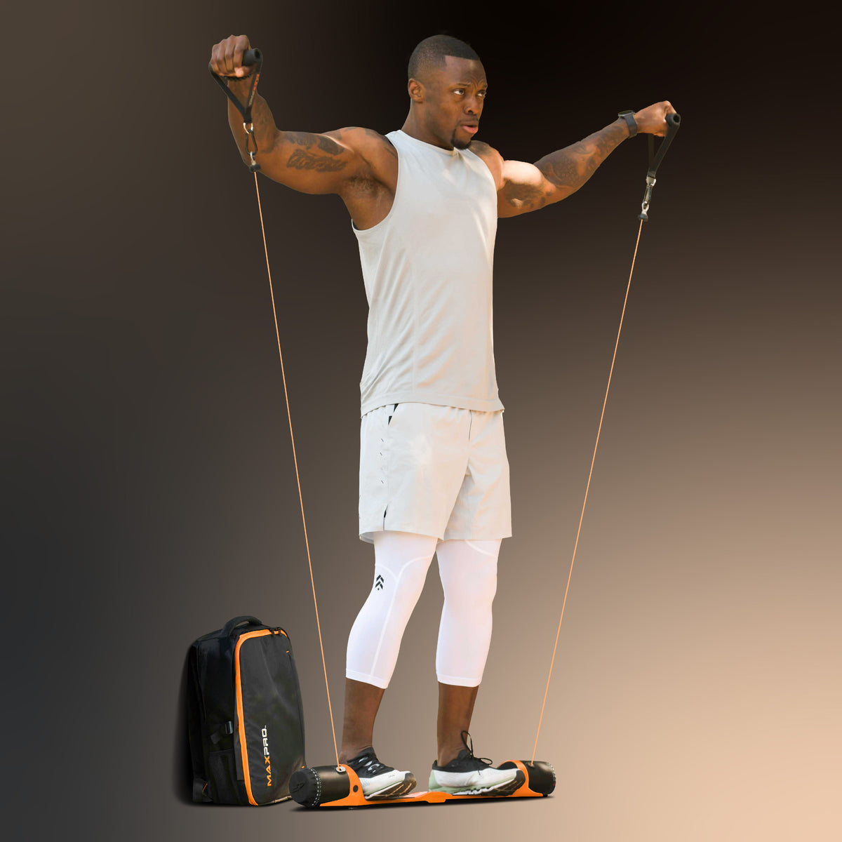 Man using maxpro on a gradient background