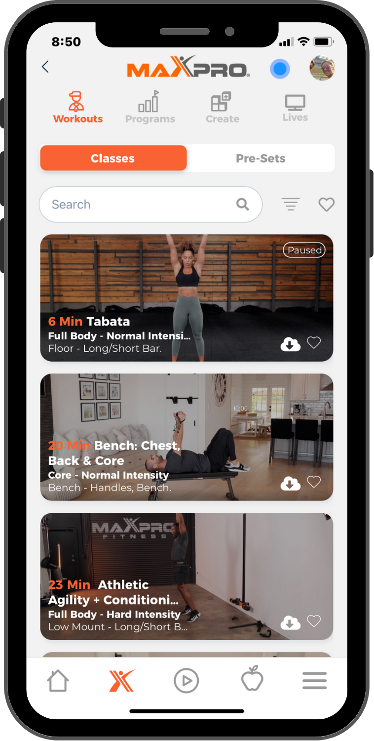 Mobile app – MAXPRO Fitness